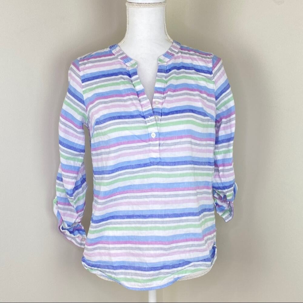 Talbots Petites Tab Sleeve Popover Top Size SP - Picture 2 of 7